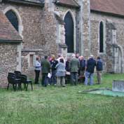 St Denis' church East Hatley, Cambridgeshire – after the Taizé service on 7th September 2011, everyone gathered outside for a glass of wine. It the first service to be held in St Denis, East Hatley, since the church was closed in 1959.