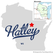 Map of Hatley, Wisconsin, USA.