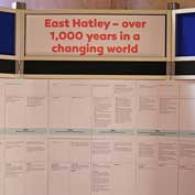 Over 1,000 years timeline from 900 to 2000 of events events which have helped to shape East Hatley. It's on display in St Denis' church – 14-9-19.