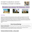 St Mary's, Gamlingay, weekly newsletter – 26th February 2021.