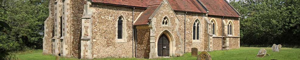 St Denis' church East Hatley, Cambridgeshire from the south west. The Friends of Friendless Churches has completed two phases of restoration work since taking ownership of the building in 2016 – including (in 2018) new windows in the mediaeval nave and (in 2021) new windows in the chancel William Butterfield built in 1874.