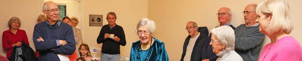 Simon Keith and Ishbel Beatty at the 2018 Hatley Christmas Tea – a special book was given to Simon and Ishbel on behalf of Hatley village to mark 40 years' living here... days before they left to live in Nottinghamshire. Ishbel died on 5th May 2023, aged 96.