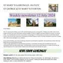 St Mary's, Gamlingay, weekly newsletter – 12th July.