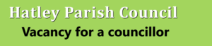 News post header for a new councillor to join Hatley Parish Council, 2026.
